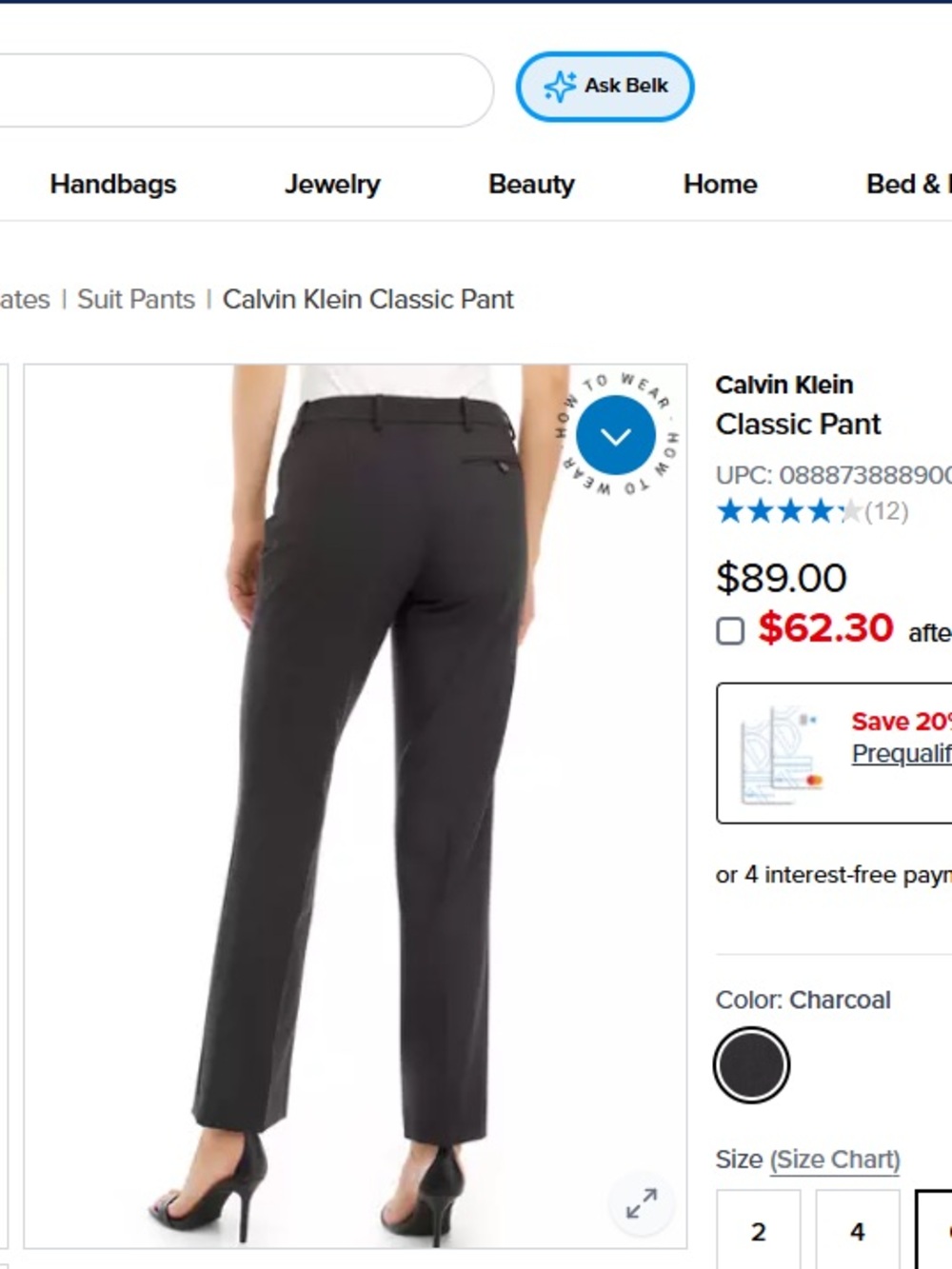 Calvin Klein Straight-Leg Dress Pants in Charcoal